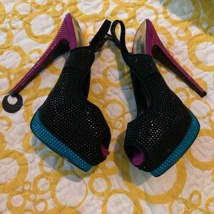 Steve Madden studded black torquoise purple heels